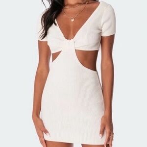 EDIKTED Becky Cutout Ribbed Mini Dress